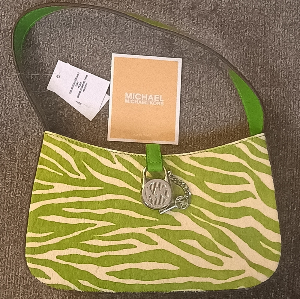 Michael Kors Lyra Small Shoulder Bag – Jungle Green Zebra Print
